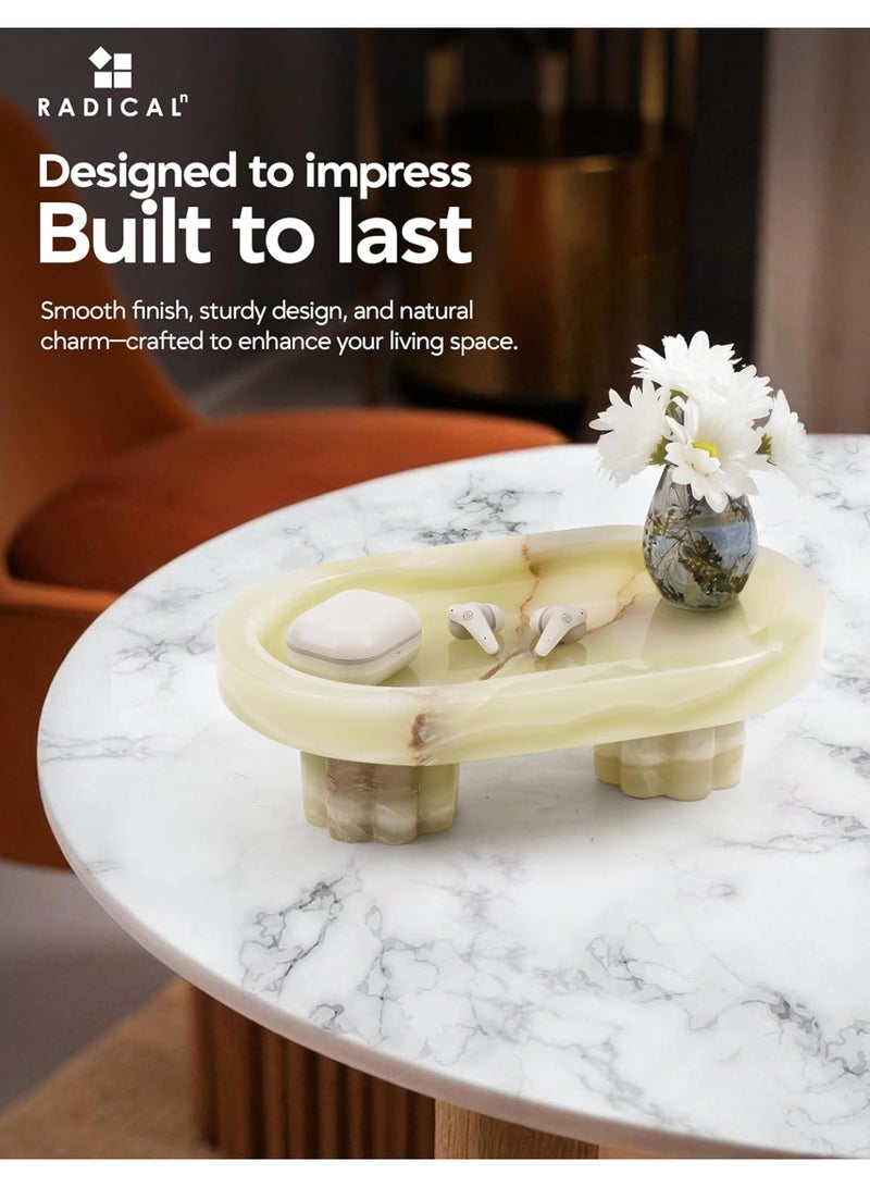 RADICALn Handmade Green Marble Oval Tray with Stand 10 Inch, Bathroom Vanity & Countertop Tray, Ideal for Home, Kitchen, Jewelry, Perfume, Decorative Tray, Perfect for Bathroom or Gift - Image 4